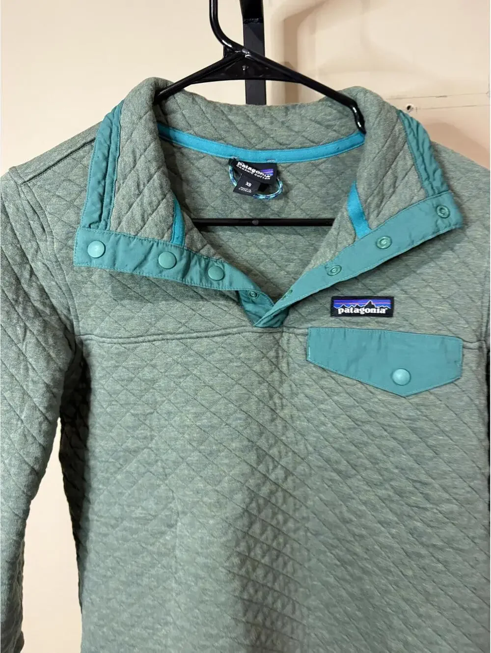 Patagonia Women's Green XS Quilted Pullover Jacket Organic Cotton